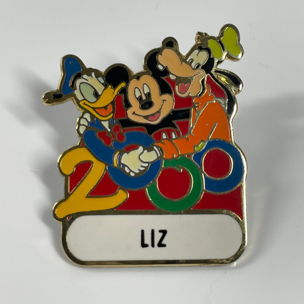 Disney Pin 2000 Walt Disney World Mickey Donald Goofy Liz Enamel Vintage Gold